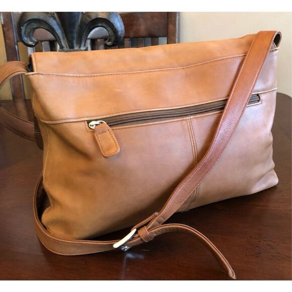 ST. JOHN’S BAY - Brown Smooth Leather Saddle-Bag-Style Crossbody/Shoulder Bag - Picture 14 of 16